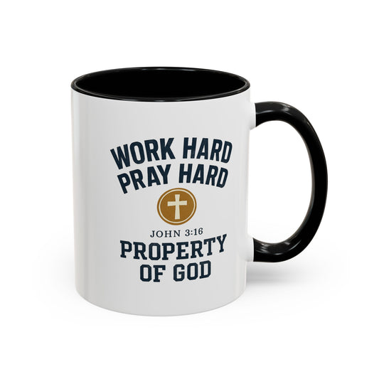 "Work Hard, Pray Hard" Inspirational Coffee Mug (11, 15oz)