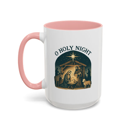 O Holy Night" - Christmas Themed Coffee Mug, Holiday Gift, Festive Kitchen Decor
