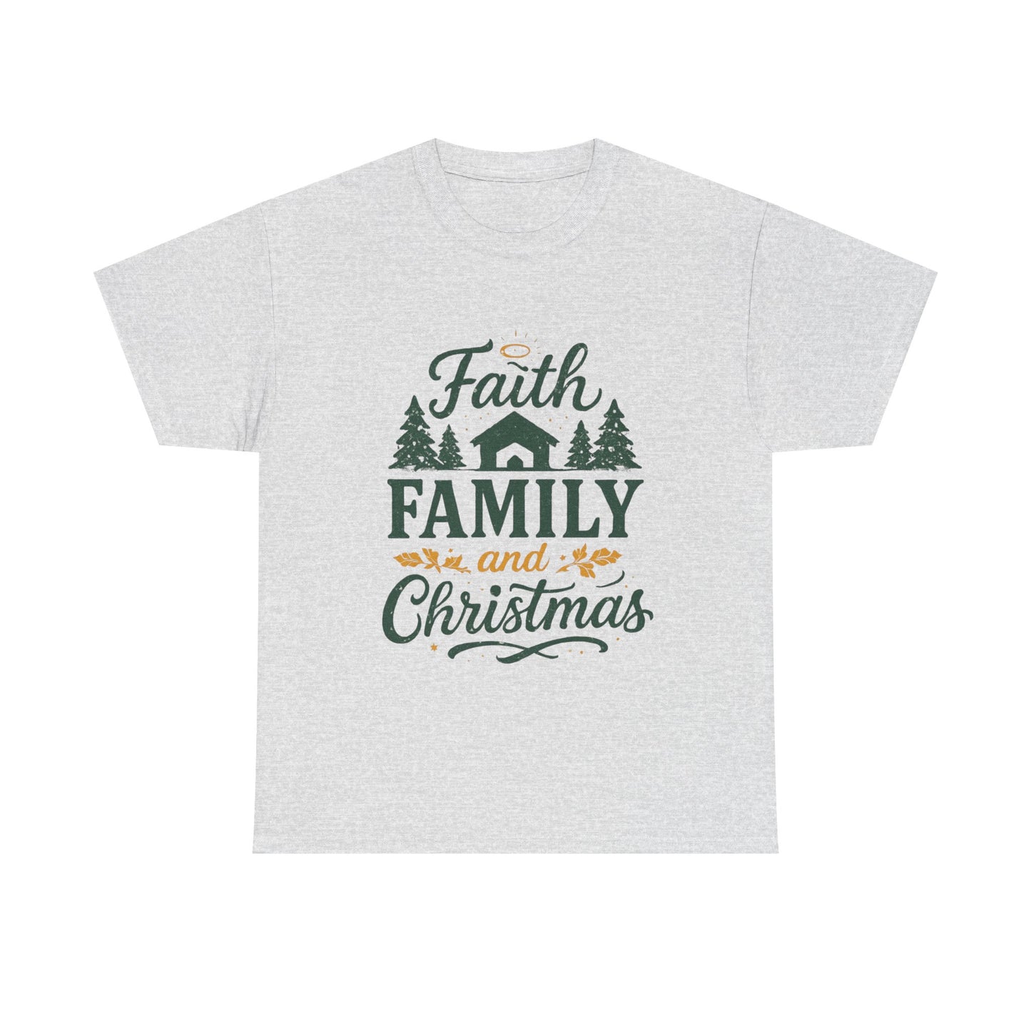 Faith, Family, and Christmas Unisex Heavy Cotton Tee