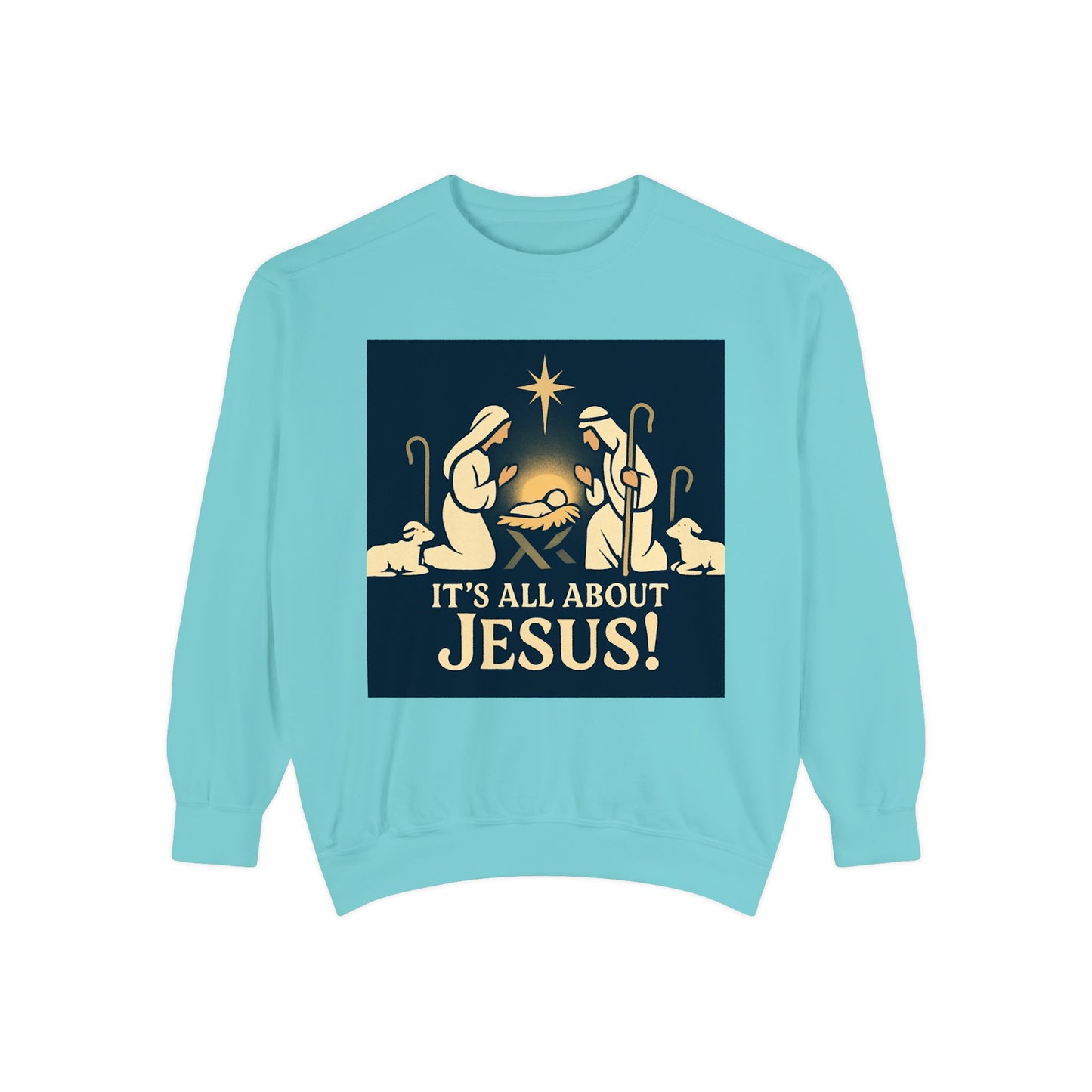 "It's all about Jesus" - Christian Christmas Sweatshirt, Holiday Gift, Faith-Based Apparel, Unisex Cozy Wear