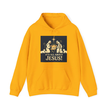 "It's all about Jesus" - Christian Hooded Sweatshirt, Unisex Cozy Hoody for Jesus Lovers, Perfect for Faith, Holidays, and Everyday Wear