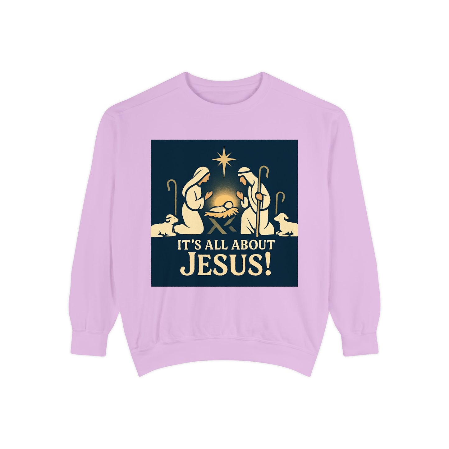 "It's all about Jesus" - Christian Christmas Sweatshirt, Holiday Gift, Faith-Based Apparel, Unisex Cozy Wear