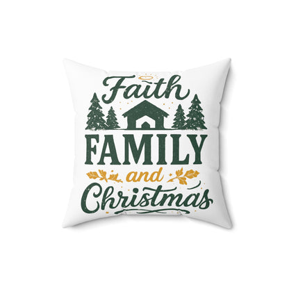 Festive Faith Family Christmas Pillow