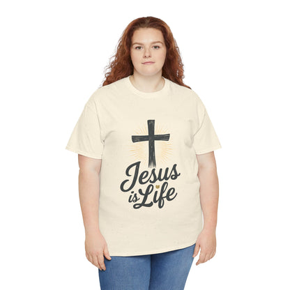 "Jesus is Life" - Inspirational T-Shirt - Unisex Heavy Cotton Tee